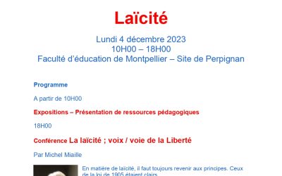Pyrénées orientales. Journée de la Laïcité à la Faculté d’éducation de Montepllier – Site de Perpignan